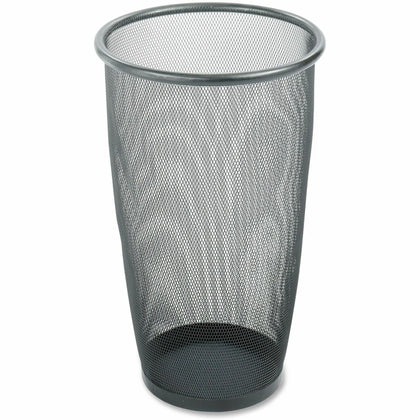 Safco Round Mesh Wastebasket - 9 gal Capacity - Steel - Black - Waste Containers & Lids