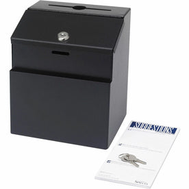 Safco Steel Suggestion Box | 7.2’’ x 6’’ 8.5’’ | Key Lock | Black - Mailbox/Suggestion Boxes