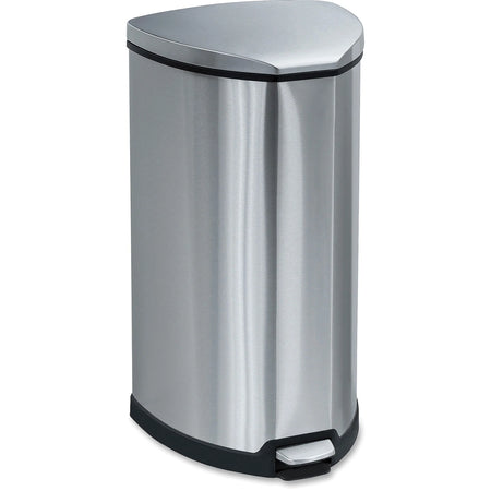 Safco Step-on Stainless Receptacle - 10 gal Capacity - Steel - Waste Containers & Lids