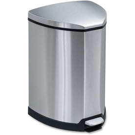 Safco Step-on Stainless Receptacle - 4 gal Capacity - Steel - Waste Containers & Lids