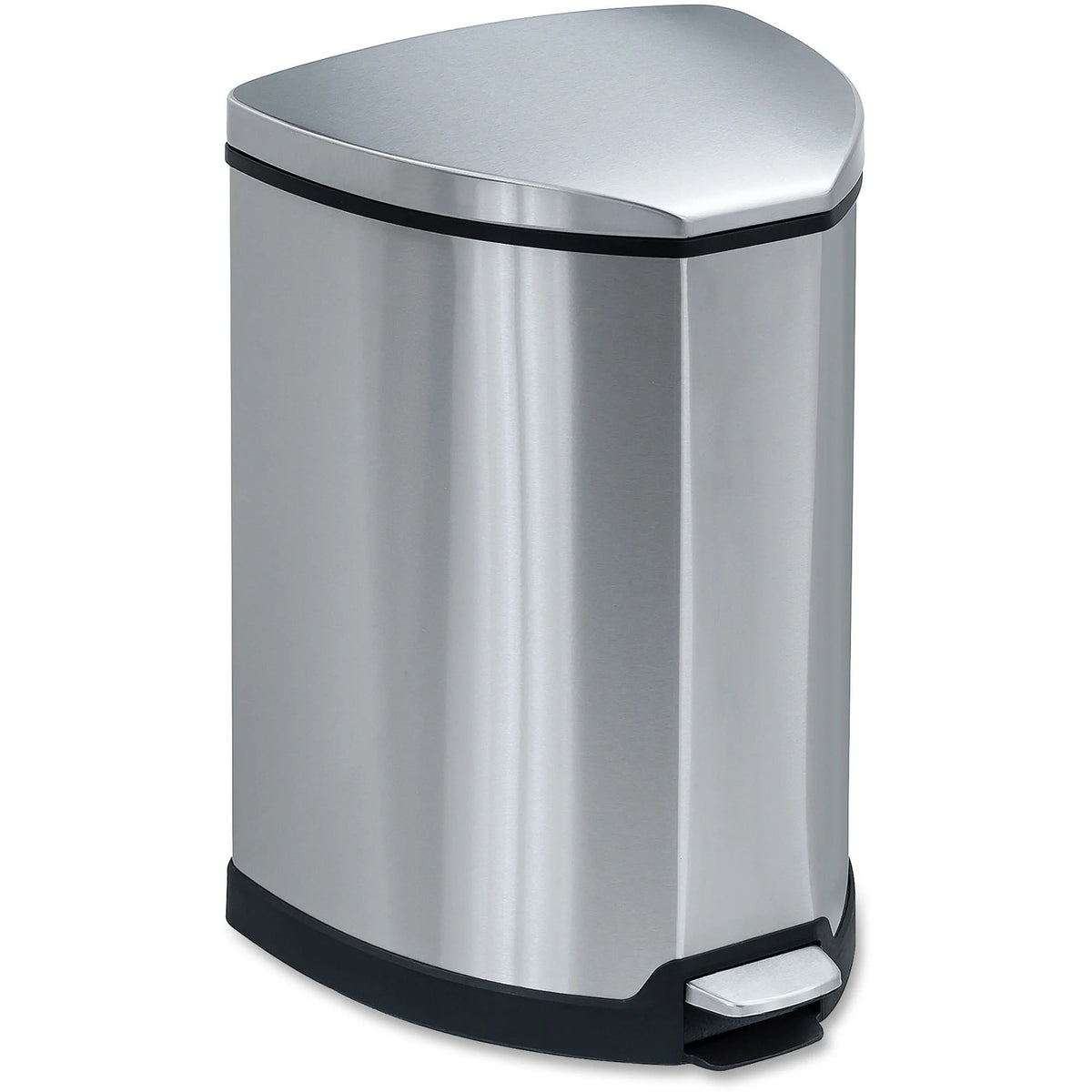 Safco Step-on Stainless Receptacle - 4 gal Capacity - Steel - Waste Containers & Lids