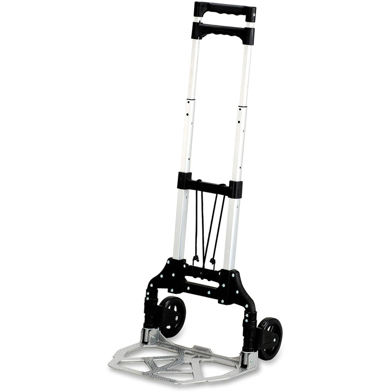 Safco Stow-Away Hand Truck - Telescopic Handle - 110 lb Capacity - 4 Casters - 5’’ Caster Size - Aluminum - Trucks &