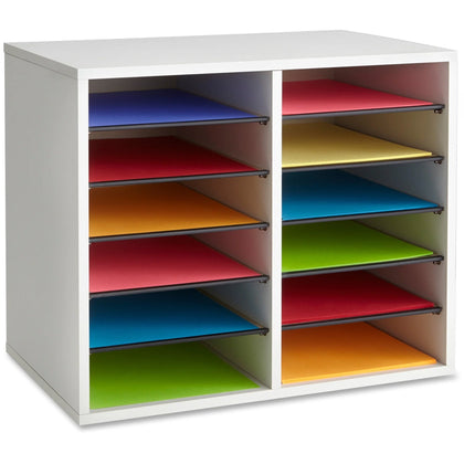 Safco Wood Literature Organizer - Adjustable 12-Slot Desktop - Holders/Sorters