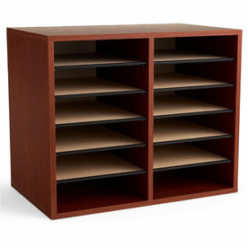 Safco Wood Literature Organizer - Adjustable Desktop Cherry - Holders/Sorters