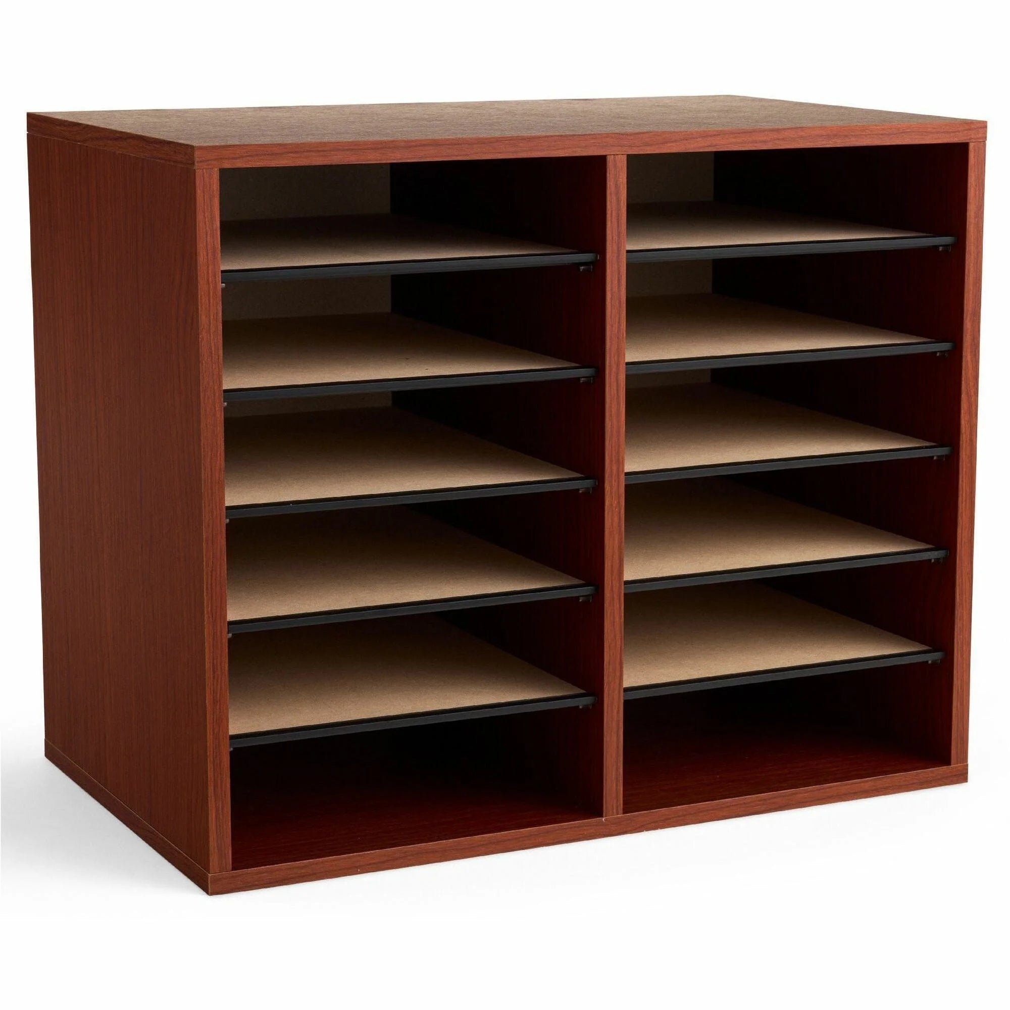Safco Wood Literature Organizer - Adjustable Desktop Cherry - Holders/Sorters