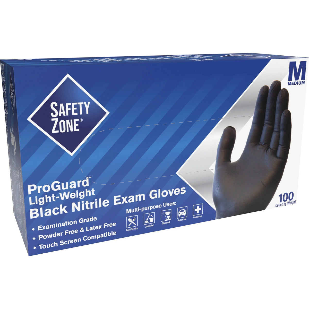 Safety Zone Black Nitrile Gloves - Medium Size 9.65’’ Length - Latex-Free Comfortable & Textured - General Purpose