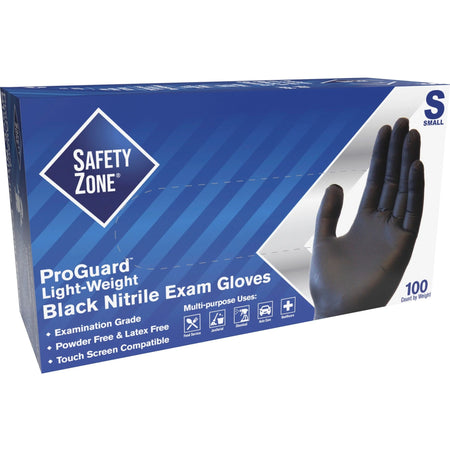 Safety Zone Black Nitrile Gloves - Small Size 9.65’’ Length - Latex-Free Comfortable Textured - For Food Janitorial