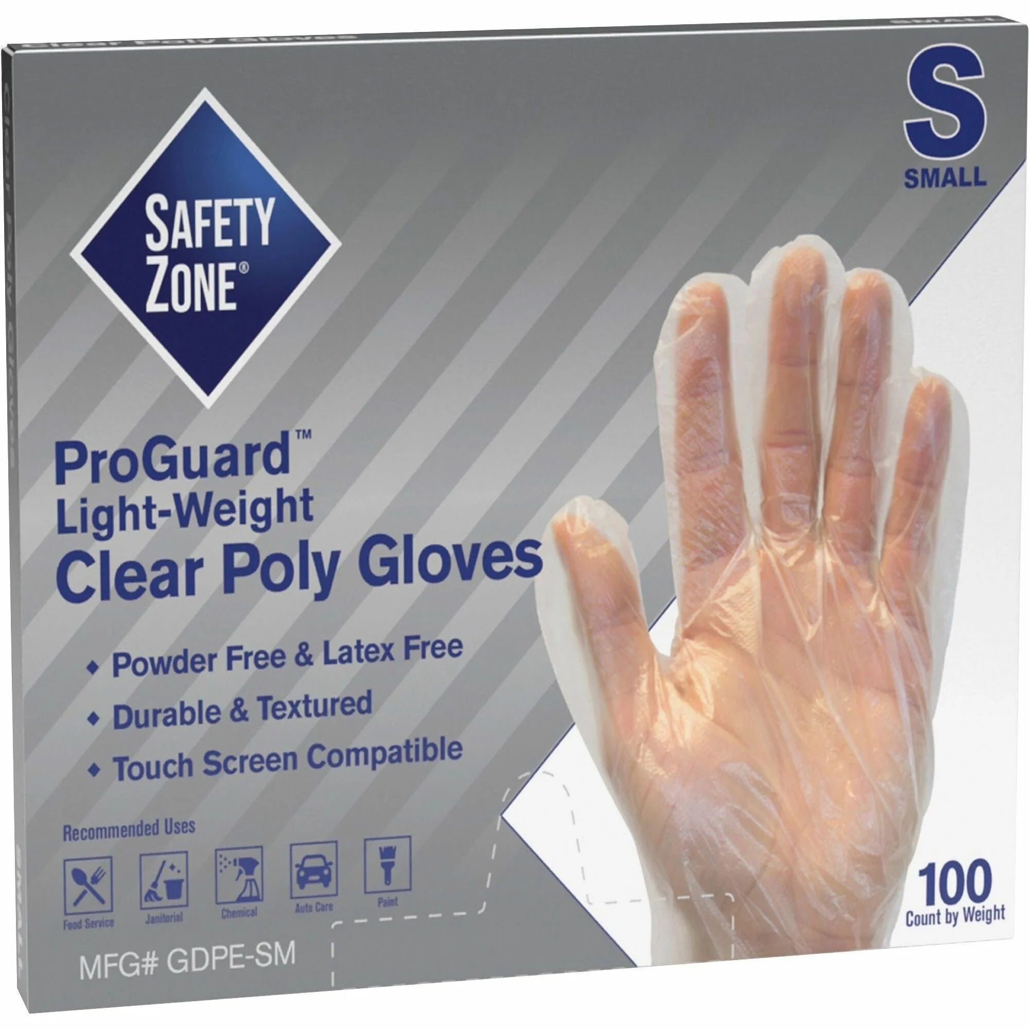 Safety Zone Clear Polyethylene Gloves - 11.75’’ Length - Small - Food Safe - 100/Pack - General Purpose