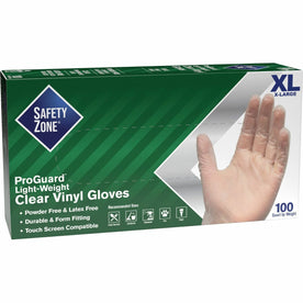 Safety Zone Clear Vinyl Gloves - X-Large - Latex-Free - 100/Box - General Purpose