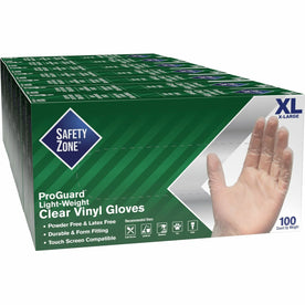 Safety Zone Clear Vinyl Gloves - X-Large Size - Latex-free - 100/Box - General Purpose