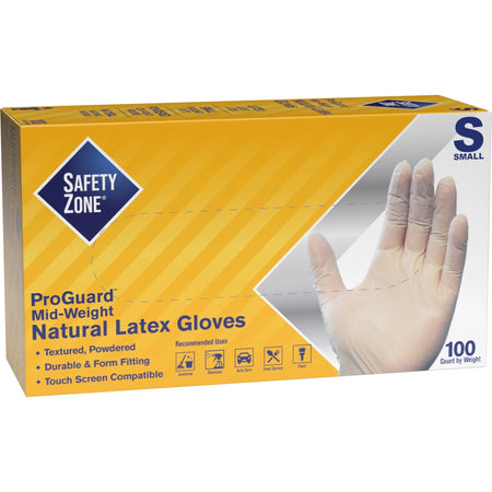 Safety Zone Latex Gloves - 9.65’’ Length Small Size - Allergen-free Silicone-free - General Purpose