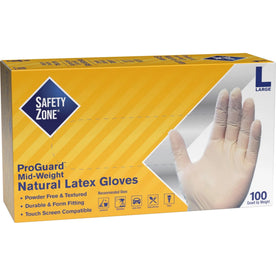 Safety Zone Latex Gloves - Large Size 9.65’’ Length - Polymer Coating - Allergen & Silicone-Free - General Purpose