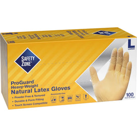 Safety Zone Latex Gloves - Large Size 9.65’’ Length - Polymer Coating - Allergen & Silicone-Free - General Purpose