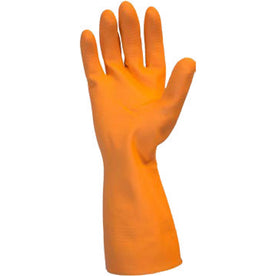 Safety Zone Neoprene Latex Blend Flock Lined Gloves - Chemical Protection - Small Size - Orange - 28 mil Thickness