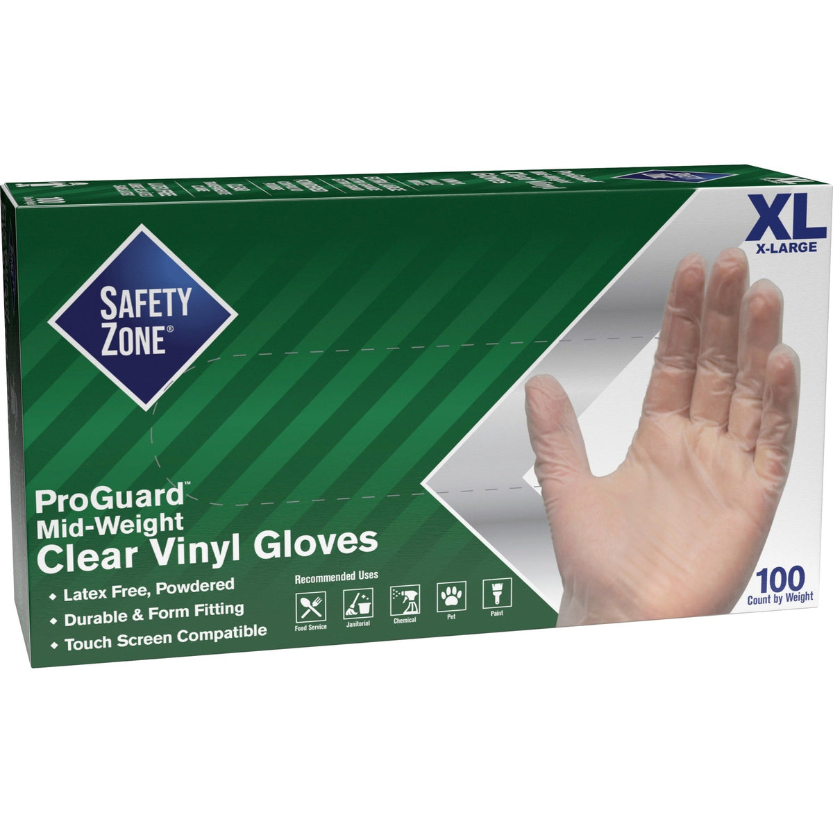 Safety Zone Powdered Clear Vinyl Gloves - 2000