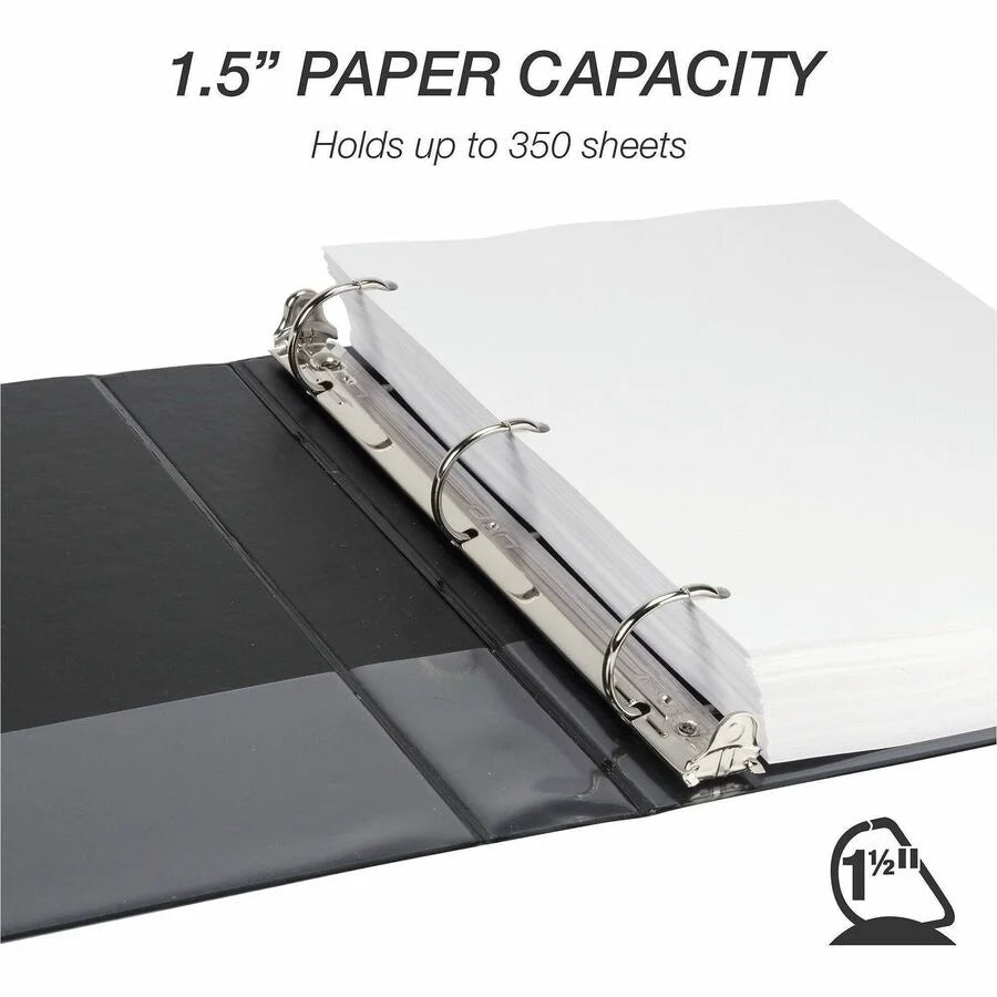Samsill 1.50’’ D-Ring Binder - Black Clear Overlay - 4 Pack - Presentation / View Binders