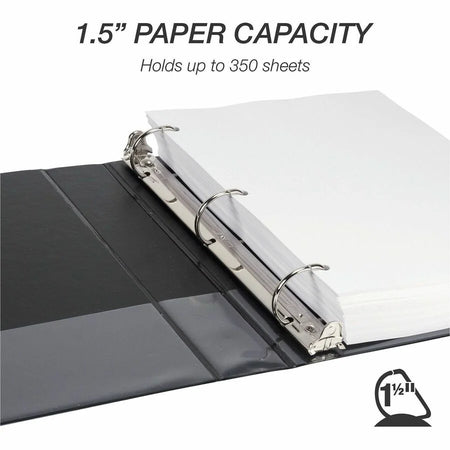 Samsill 1.50’’ D-Ring Binder - Black Clear Overlay - 4 Pack - Presentation / View Binders