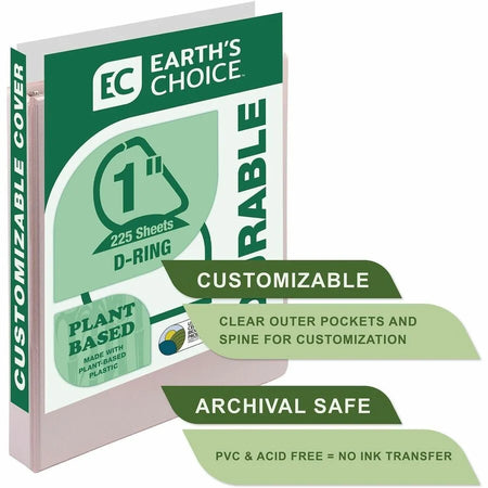 Samsill Eco-Conscious 1’’ View Binder - D-Ring Fasteners Internal Pockets - 4 Pack - Presentation / Binders