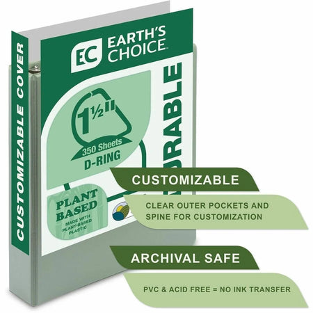Samsill Eco-Conscious View Binder - 1.5’’ D-Ring - Indigo/Sage/White/Rose - 4 Pack - Presentation / Binders