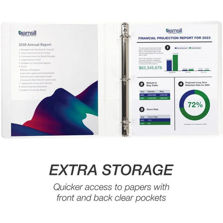 Samsill Economy View Binder: 1’’ Capacity 200 Sheets Round Rings - White - Presentation / Binders