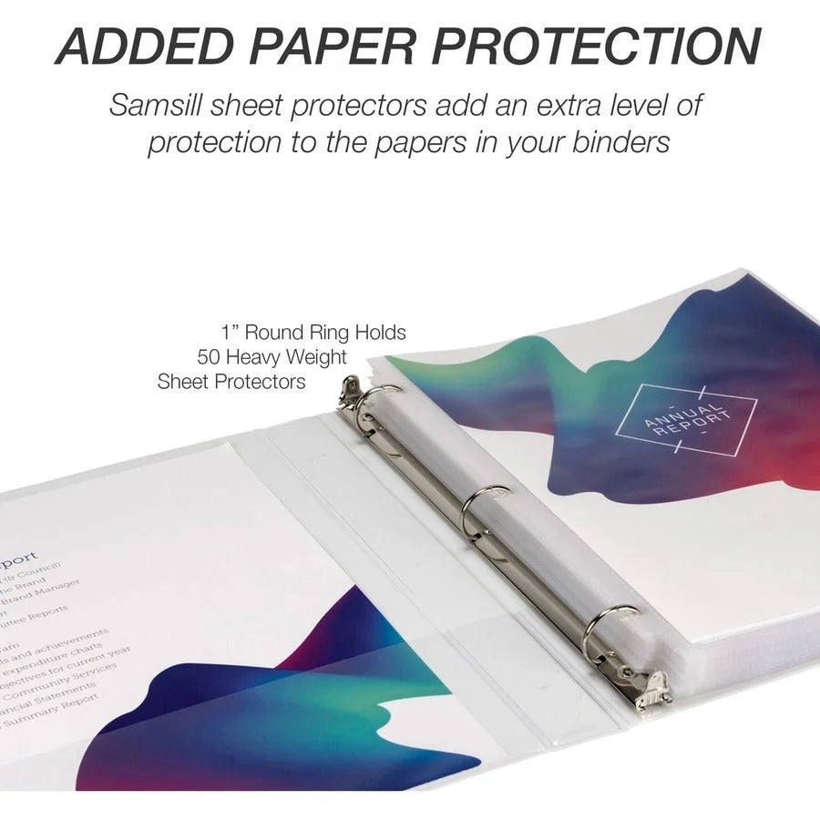 Samsill Economy View Binder: 1’’ Capacity 200 Sheets Round Rings - White - Presentation / Binders