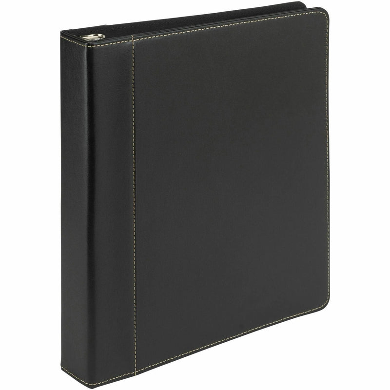Samsill Leather Ring Binder - 1’’ Capacity Letter Size - Black Durable Design - Binders