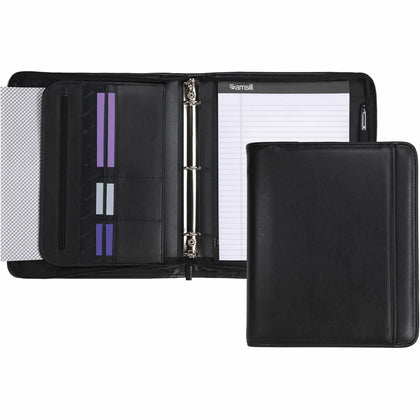 Samsill Letter Pad Folio: 8 1/2’’ x 11’’ Black Vinyl Zipper Closure - Organizer/Zip Binders