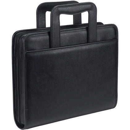 Samsill Letter Portfolio: 8 1/2’’ x 11’’ - Black Vinyl & Leather - Zipper Snap Closure - Organizer/Zip Binders