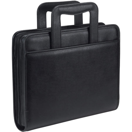 Samsill Letter Portfolio: 8 1/2’’ x 11’’ - Black Vinyl & Leather - Zipper Snap Closure - Organizer/Zip Binders