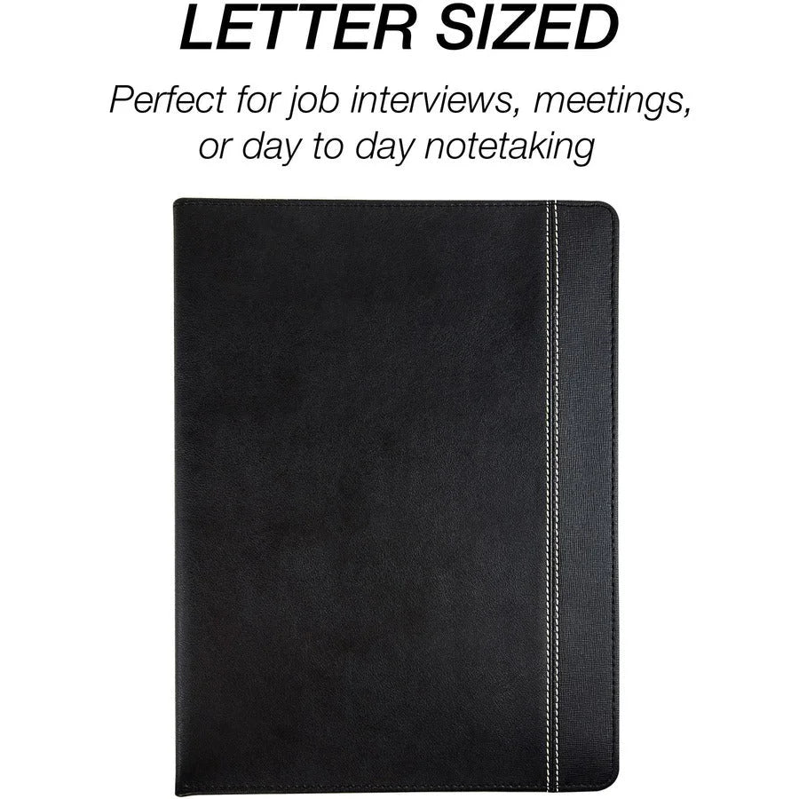 Samsill Professional Letter Pad Folio: Black Vinyl 8 1/2’’ x 11’’ - Organize in Style - Padfolios & Holders