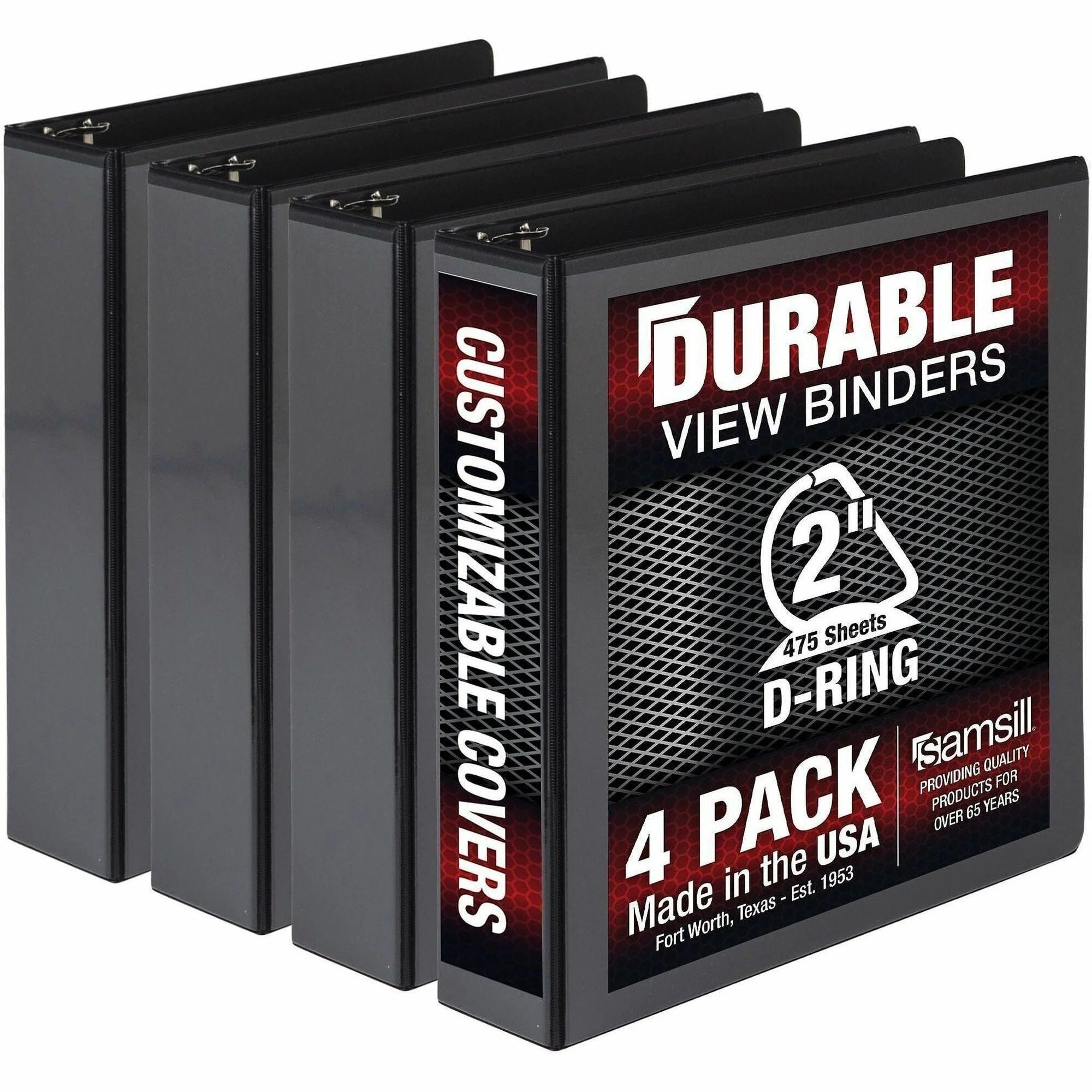 Samsill Ring Binder 8.5x11 - Durable Black 4-Pack - Presentation / View Binders