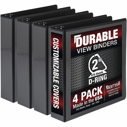 Samsill Ring Binder 8.5x11 - Durable Black 4-Pack - Presentation / View Binders