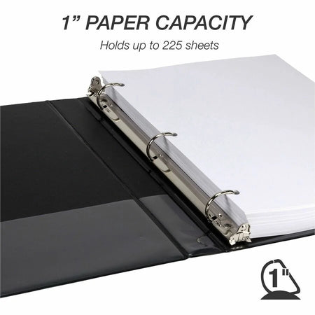 Samsill Ring Binder 8.5x11 - Durable Black 4 Pack - Presentation / View Binders