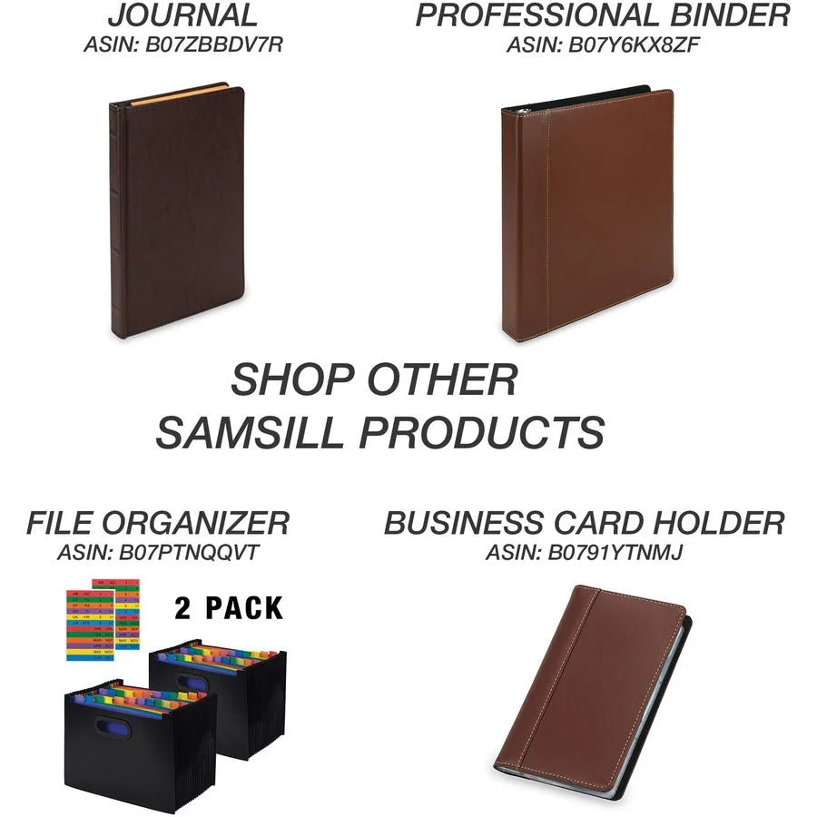 Samsill Two-Tone Pad Holder - Stylish PU Leather - Brown/Black/Tan - Padfolios & Holders