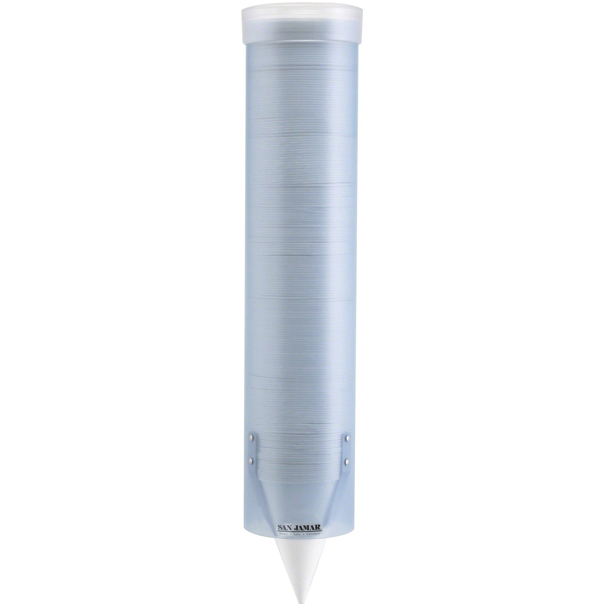 San Jamar Pull Type Water Cup Dispenser - 16’’ Tube - Dispensing - Wall Mountable - Frosted Blue Transparent - Plastic