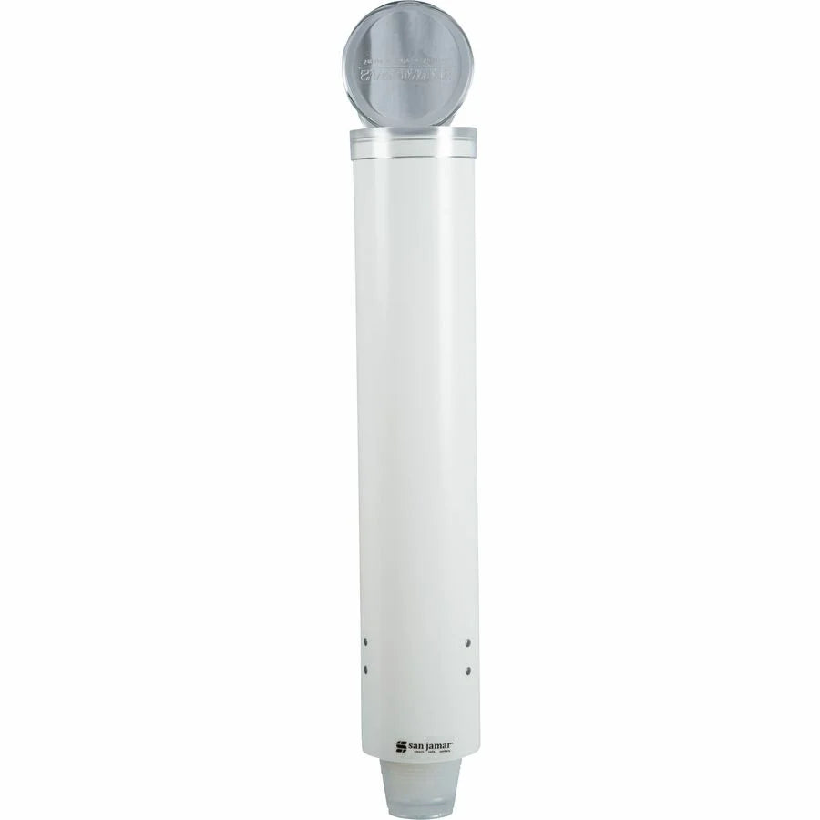 San Jamar Small Pull-type Cup Dispenser - Wall Mountable - Transparent White - Dispensers & Organizers