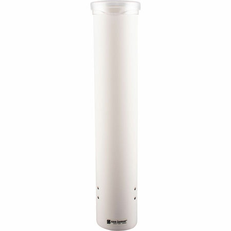 San Jamar Small Pull-type Water Cup Dispenser - 16’’ Tube - Pull Dispensing - Wall Mountable - Transparent White