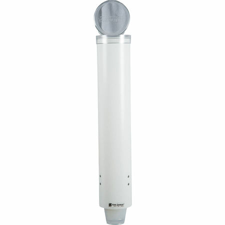 San Jamar Small Pull-type Water Cup Dispenser - 16’’ Tube - Pull Dispensing - Wall Mountable - Transparent White