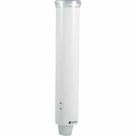 San Jamar Small Pull-type Water Cup Dispenser - 16’’ Tube - Pull Dispensing - Wall Mountable - Transparent White