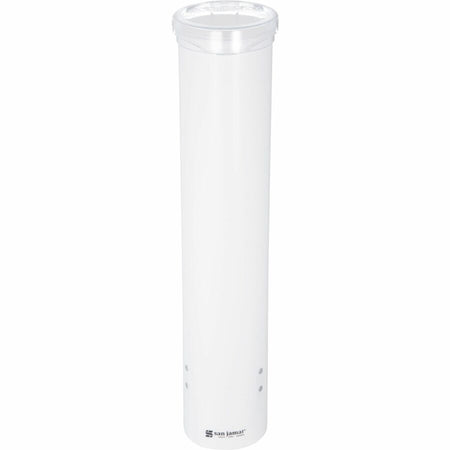 San Jamar Small Pull-type Water Cup Dispenser - 16’’ Tube - Pull Dispensing - Wall Mountable - Transparent White