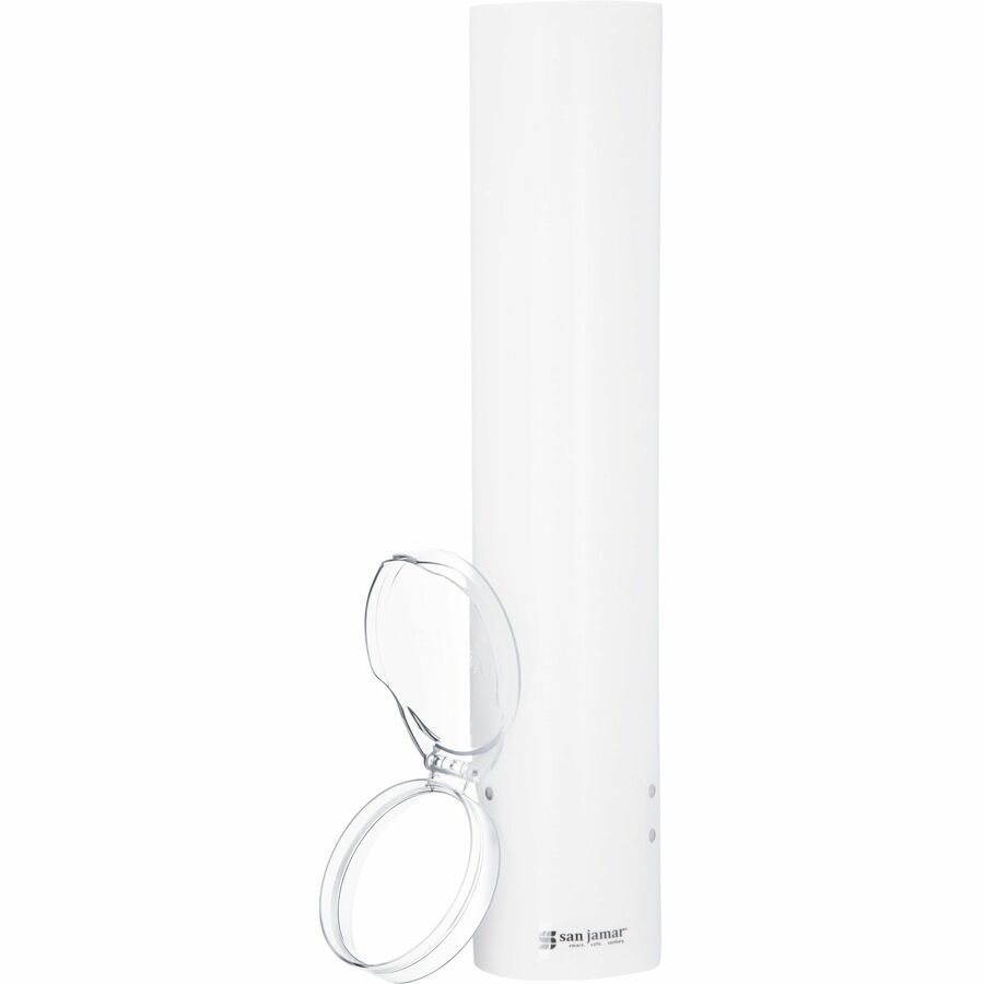 San Jamar Small Pull-type Water Cup Dispenser - 16’’ Tube - Pull Dispensing - Wall Mountable - Transparent White
