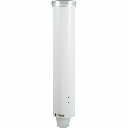 San Jamar Small Pull-type Water Cup Dispenser - 16’’ Tube - Pull Dispensing - Wall Mountable - Transparent White