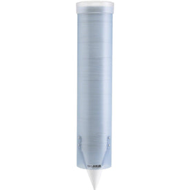 San Jamar Water Cup Dispenser: Pull Type Wall Mountable - 16’’ Tube - Frosted Blue - Dispensers & Organizers