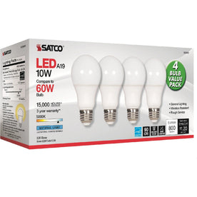 Satco LED Light Bulbs - 10W 5000K Natural - 4 Pack