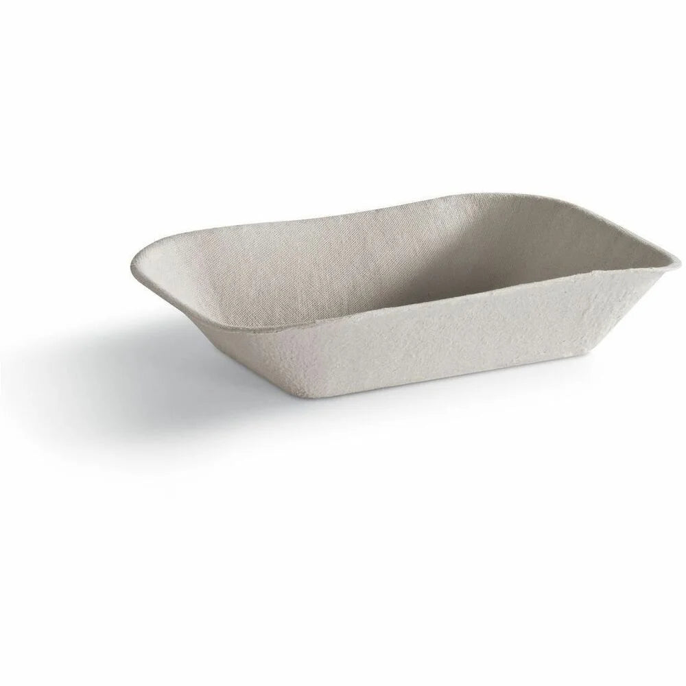 Savaday® Molded Fiber Trays - White Rectangle Shape - 250/Bag - Food Storage