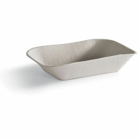 Savaday® Molded Fiber Trays - White Rectangle Shape - 250/Bag - Food Storage