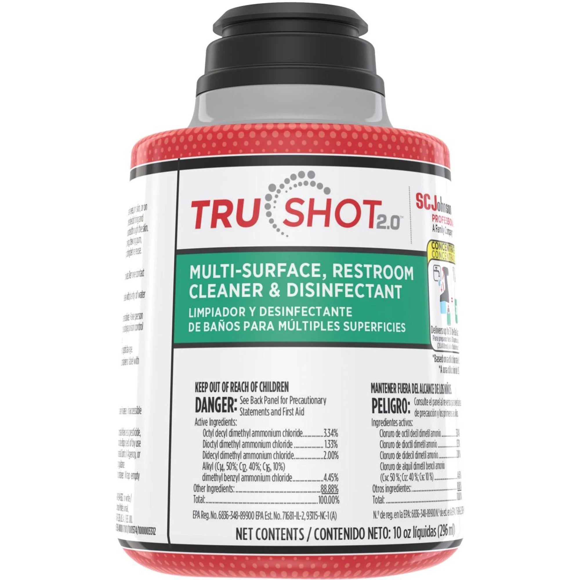 SC Johnson TruShot 2.0 Disinfectant Concentrate - 10 fl oz - Spill Proof - 4 Carton - Disinfectants