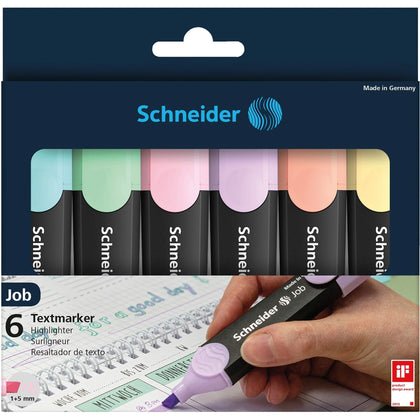 Schneider Job Pastel Highlighters - 6/Set - Chisel & Marker Point - Colors