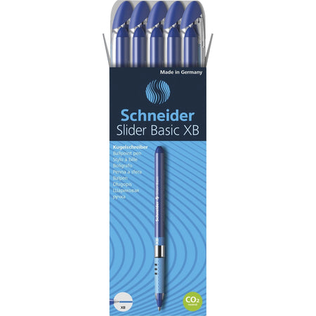 Schneider Slider Basic XB Ballpoint Pen - Extra Broad 1.4mm - Blue Ink - Pack of 10 - Pens