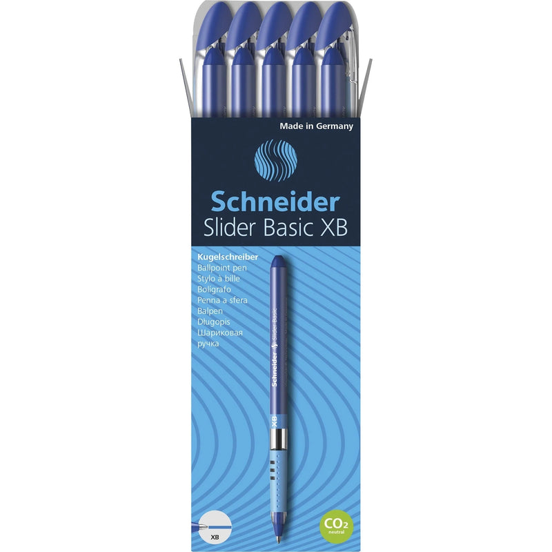 Schneider Slider Basic XB Ballpoint Pen - Extra Broad 1.4mm - Blue Ink - Pack of 10 - Pens